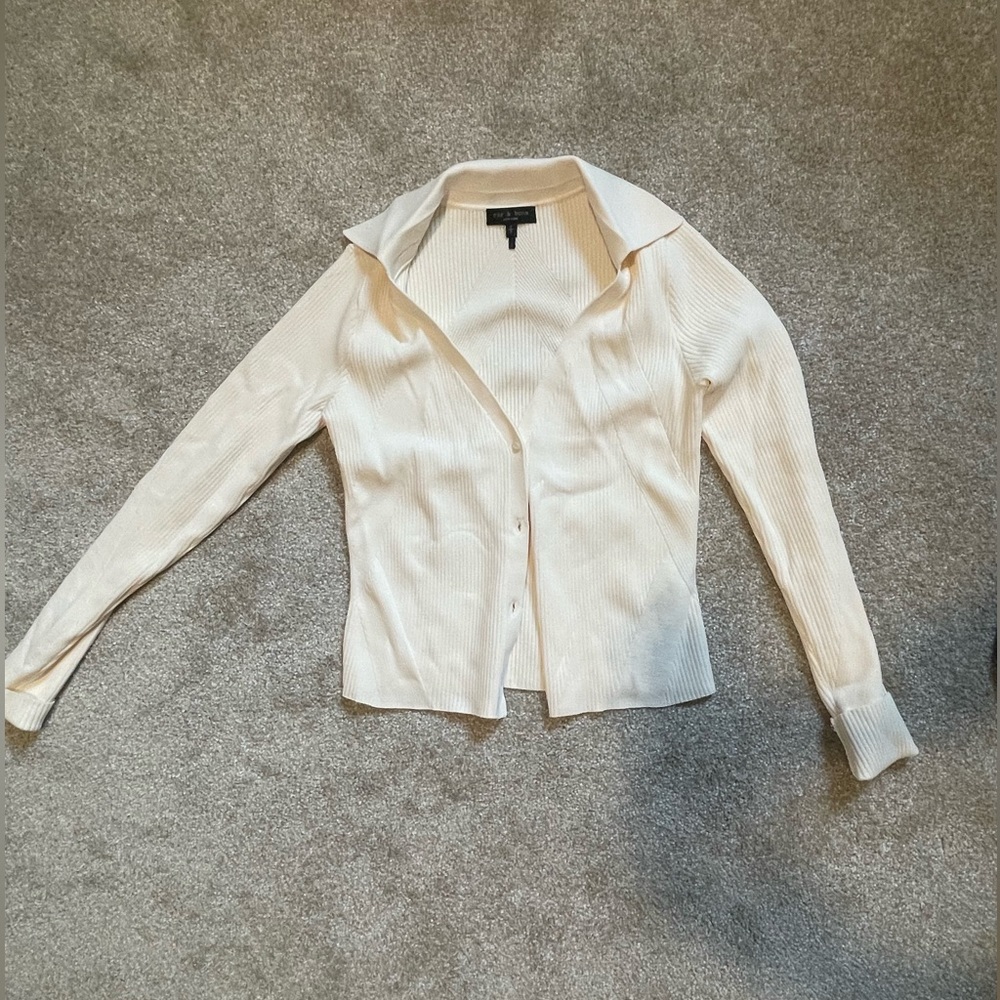 Rag and Bone white collard top NWOT